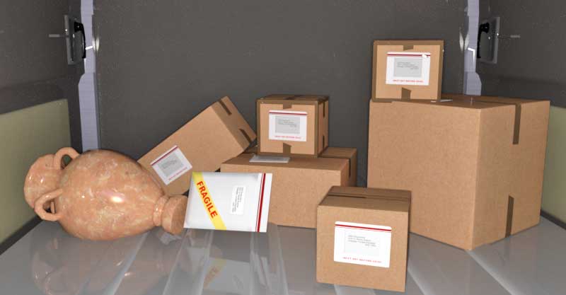 Badly packed delivery van