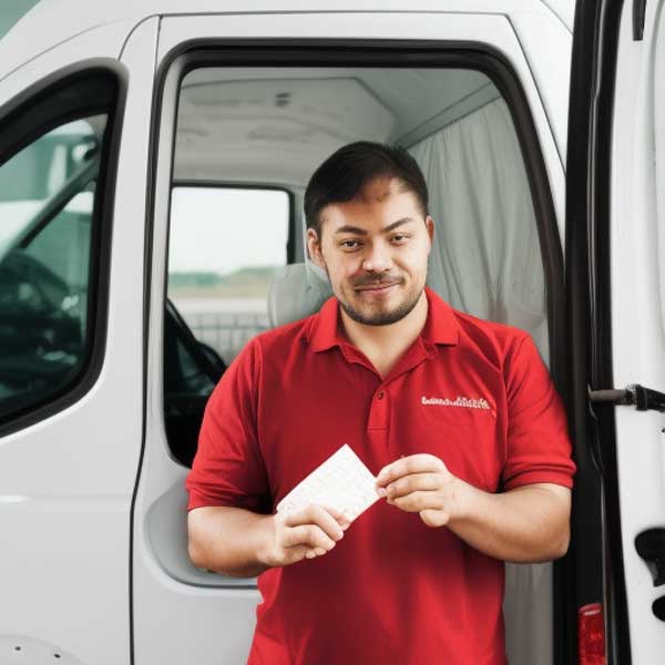 Delivery driver counting his money
