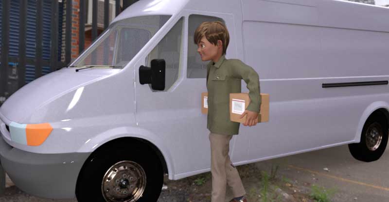 Delivery driver with van