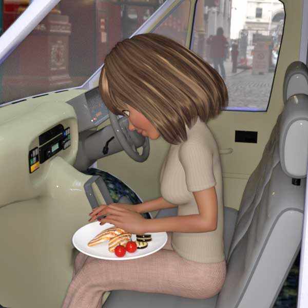 female courier eating a snack