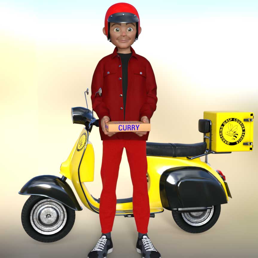 Courier delivering a pizza