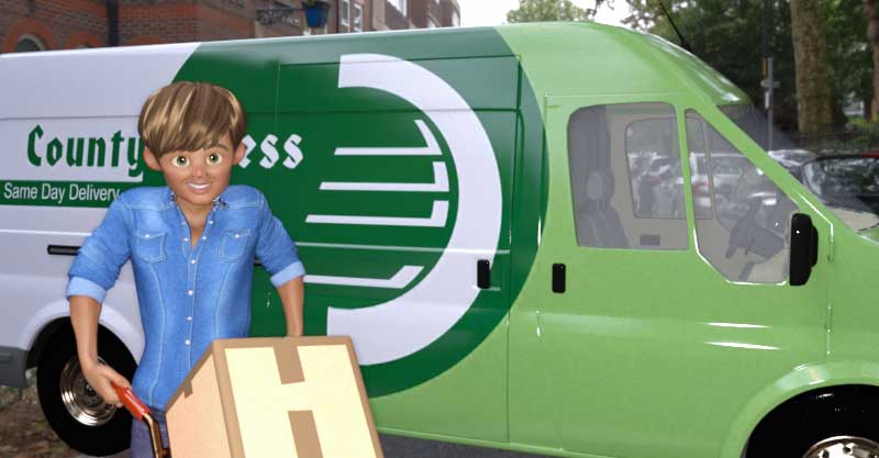 Courier unloading van